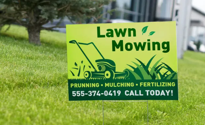 yard sign for lawn mowing service