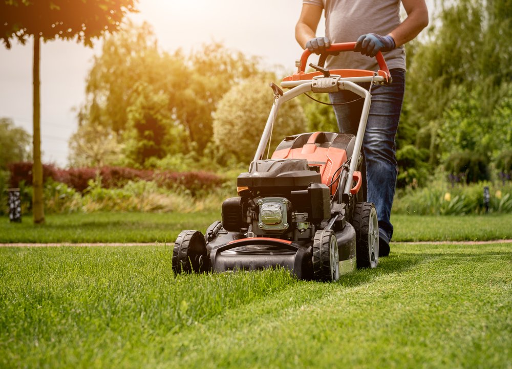 mowing lawn