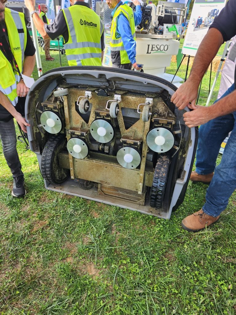 underside of echo commercial robot mower