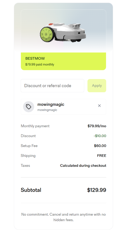 bestmow rental checkout
