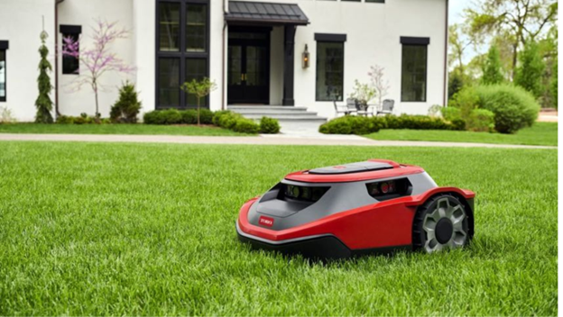 robot mower on lawn