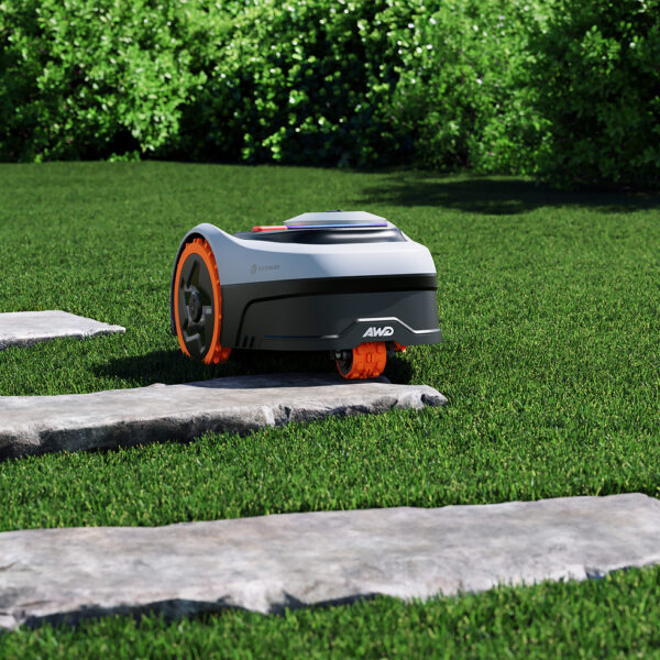 navimow i2 robot navigating lawn obstacles
