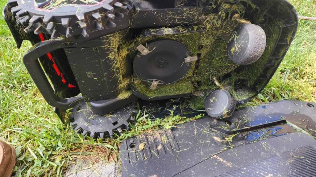 underside of mova robot mower