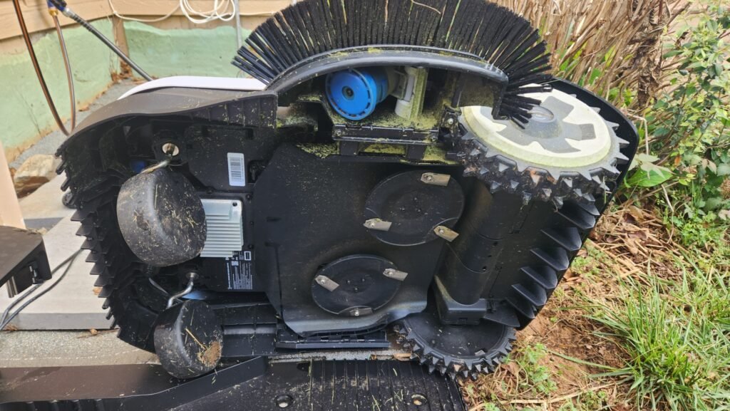 underside of ecovacs robot mower