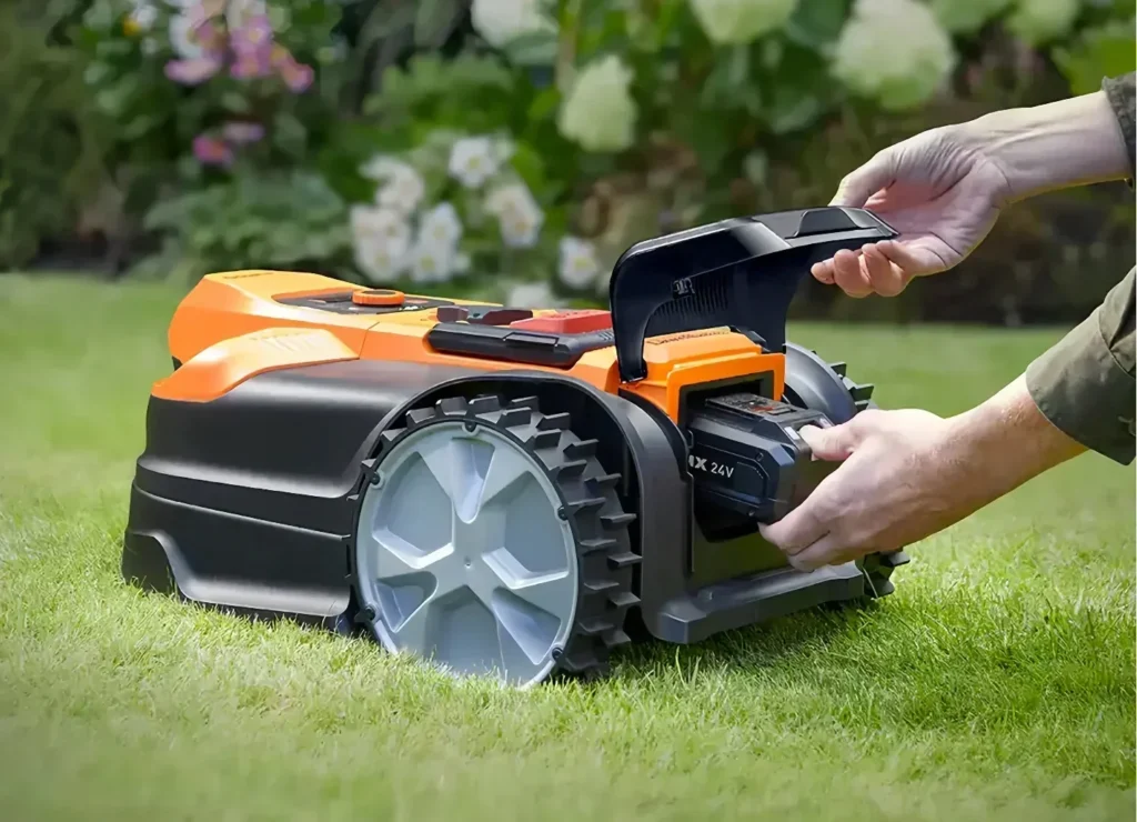 Replacement lithium-ion battery pack for a robot lawn mower